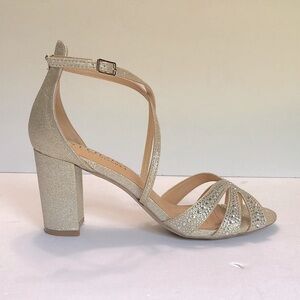 Studio Badgley Mischka Gold Strappy Heels w/ Ankle Straps Heel Height-3” Sz 7.5M